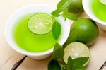 Mint Infusion Tea Tisane With Lime Stock Photo