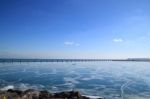 Chicago's Frozen Lake Michigan In January Stock Photo