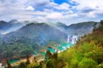 Jiulong Waterfall At Sunset In Luoping, China Stock Photo