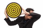 Businessman Holding Target Stock Photo