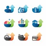 Arrow Graph Chart Business Concept Icons Set. Stock Photo