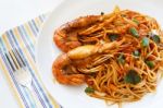 Italian Thai Fusion Food  Spaghetti Stir Fry With Thai Spicy  An Stock Photo