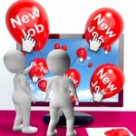 New Job Balloons Show Internet Congratulations For New Jobs Stock Photo