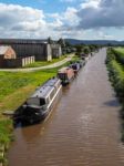 Narrow Boats Moored Along The Shropshire Union Canal Stock Photo