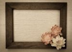 Vintage Tone Style Wooden Frame With Flowers Stock Photo