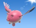 Flying Piggy Shows High Prosperity And Investment Stock Photo