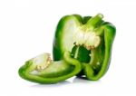 Green Paprika Isolated On The White Background Stock Photo