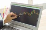 Businessman Point And Analyze Forex Graph Or Stock Graph By Pen Stock Photo