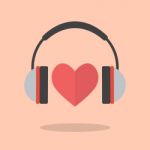 Red Heart With Headphones Stock Photo