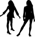 Silhouette young Ladies Stock Photo