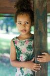 Portrait Of Half-caste Children In Park Stock Photo