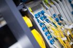 Fiber Optic With Servers In A Technology Data Center Stock Photo