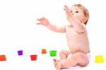 Cute Infant Boy With Toys Stock Photo