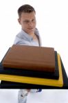 College Student Showing Books Stock Photo