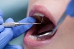 Young Woman At The Dental Office Stock Photo