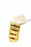 Grilled Zucchini Courgette With Cracker On A Fork Stock Photo