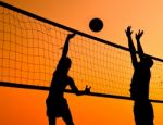 Beach Volleyball Silhouette Stock Photo