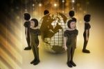 People Around A Globe Representing Social Networking Stock Photo