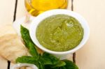 Italian Basil Pesto Sauce Ingredients Stock Photo