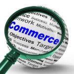 Commerce Magnifier Definition Means Commercial Trade And Busines Stock Photo