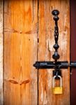 Locked Wooden Door Stock Photo