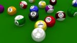 Eight Ball Pool - Balls Scattered Shortly After Break Shot Stock Photo