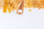 Italian Foods Concept And Menu Design. Various Kind Of Pasta Far Stock Photo