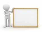 Figure Standing With Blank Board Stock Photo