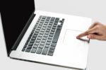 Woman Hand Using Laptop Stock Photo