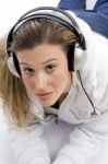 Woman Tuned In Music Stock Photo