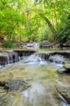 Erawan Waterfall In Thailand Stock Photo