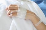 Saline Intravenous Left Hand Of Patient Hospital Stock Photo