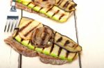 Grilled Vegetables On Bread Stock Photo