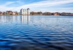 Promenade Near The Lake In The City Stock Photo