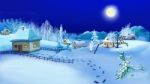 Christmas Night In Old Traditional Ukrainian Village Stock Photo