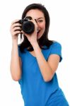 Young Girl Taking Photos Stock Photo