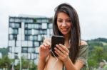 Portrait Of Young Girl In The City Stock Photo