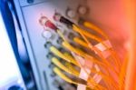 Fiber Optic With Servers In A Technology Data Center Stock Photo