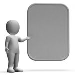 Character With Blank Board For Message Or Presentation Stock Photo