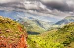 View At The Waimea Canyon  On  Kauai Island In Hawaii Stock Photo