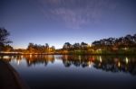 Beautiful Lake In Springfield Lakes At Dusk Stock Photo