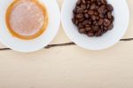 Espresso Cofee And Beans Stock Photo