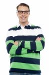 Confident Smiling Young Chap With Spectacles Stock Photo