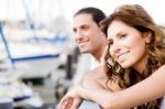 Young Couple On Footbridge Stock Photo