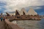 Sydney Opera House View From Botanic Garden With Harbour Bridge Stock Photo