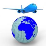 Worldwide Travel Shows Aeroplane Jet And Planet Stock Photo