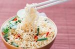 Noodle With Pepers Spice In Bowl Asia Culture Food Stock Photo