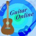 Guitar Online Means Internet Music And Websites Stock Photo