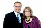 Smiling Happy Senior Couple Posing Stock Photo