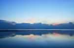 Panoramic Dramatic Sunset Sky And Tropical Sea At Dusk.long Expo Stock Photo